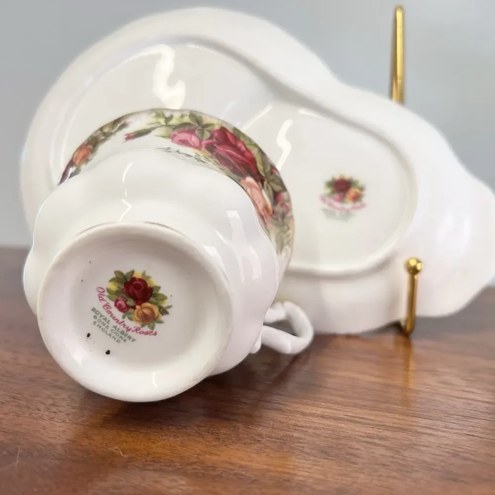 Royal Albert China Old Country Roses Dessert Snack Plate & Montrose Tea Cup Set